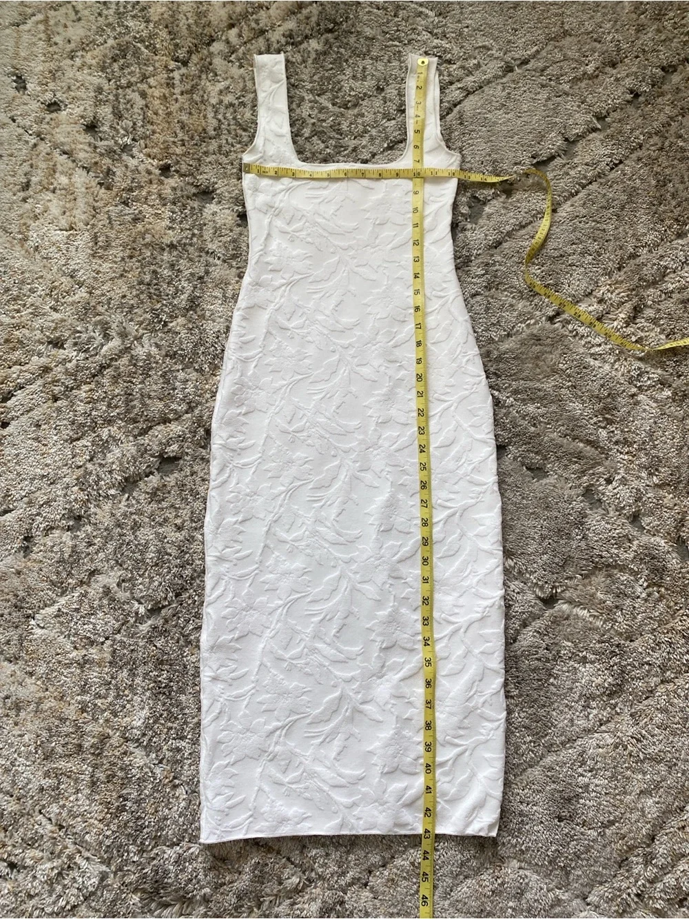 ZARA Stunning White Textured Floral Sleeveless Midi Dress Sz Small Like NEW! - Picture 6 of 12